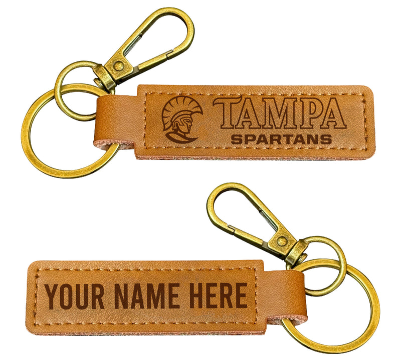 University of Tampa Spartans Customizable Leather Keychain 3.25" Long Officially Licensed