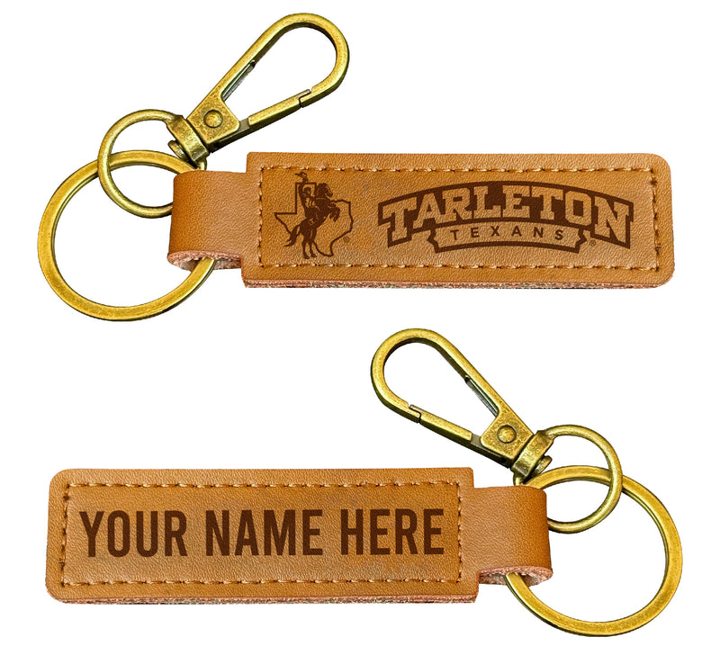 Tarleton State University Customizable Leather Keychain 3.25" Long Officially Licensed