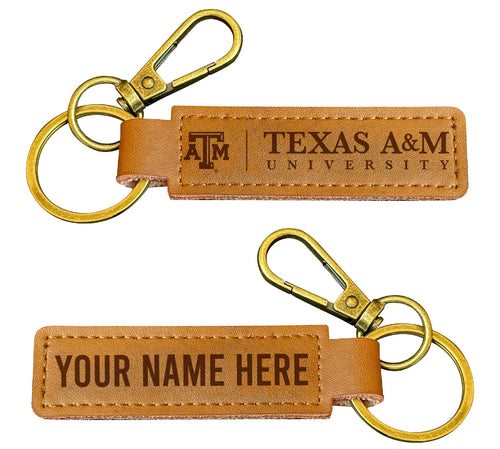 Texas A&M Aggies Customizable Leather Keychain 3.25