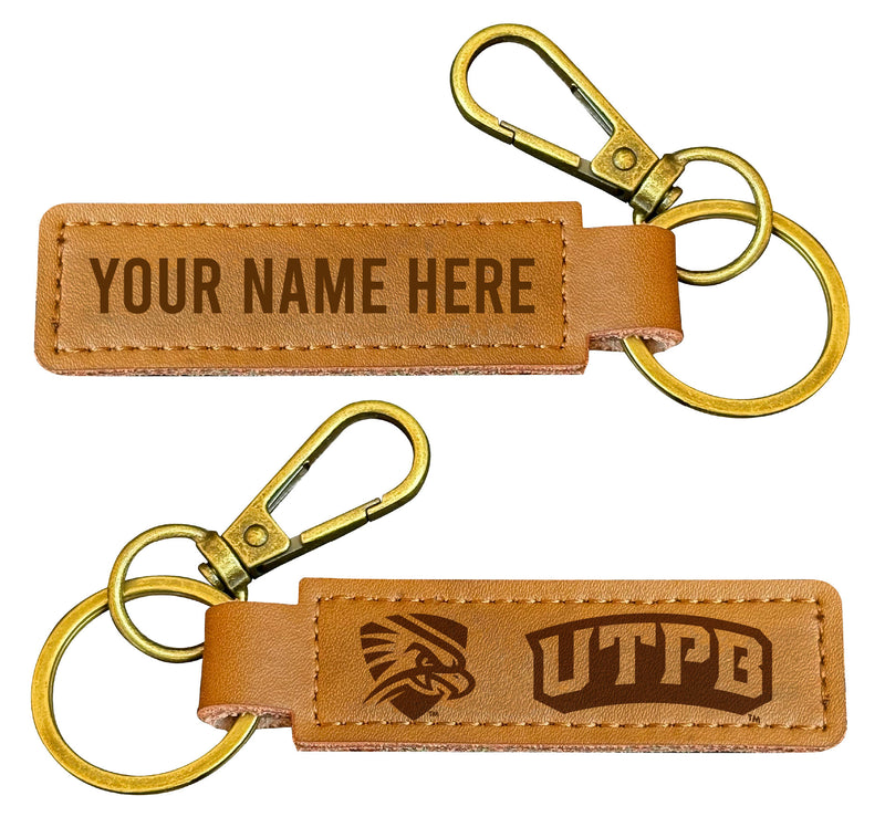 University of Texas of the Permian Basin Customizable Leather Keychain 3.25" Long Officially Licensed