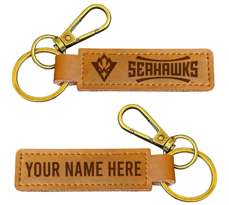 North Carolina Wilmington Seahawks Customizable Leather Keychain 3.25" Long Officially Licensed