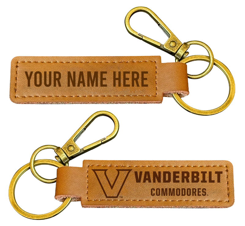 Vanderbilt University Customizable Leather Keychain 3.25" Long Officially Licensed