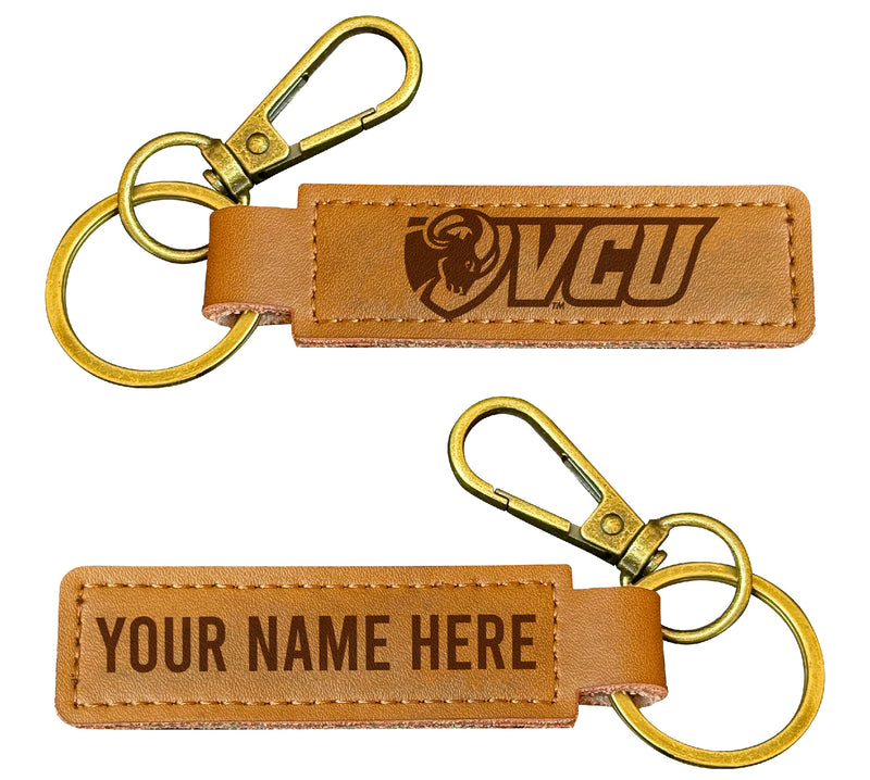 Virginia Commonwealth Customizable Leather Keychain 3.25" Long Officially Licensed