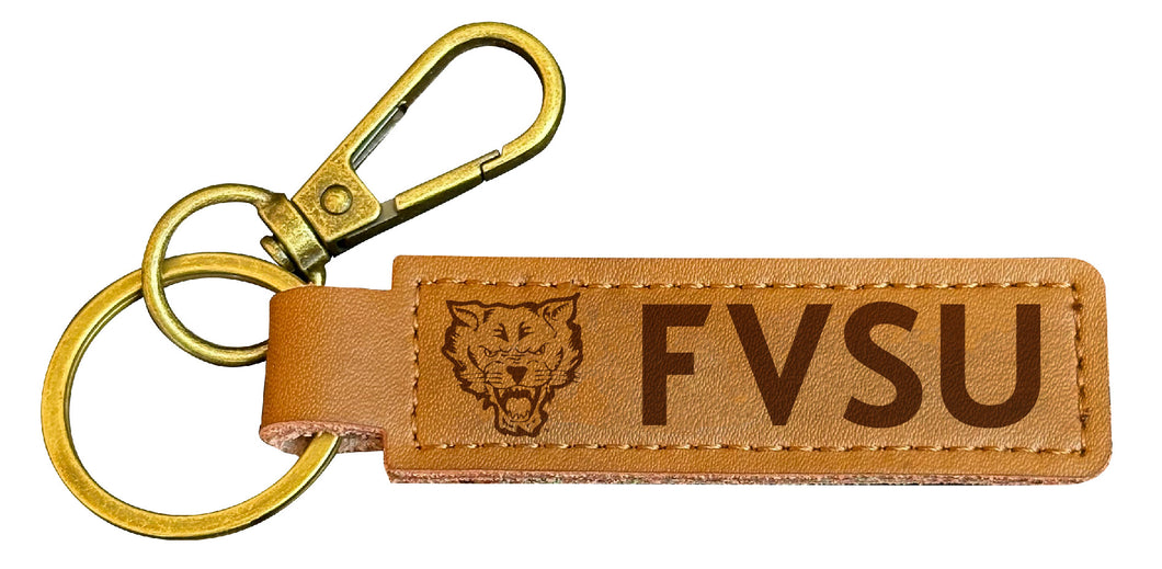Fort Valley State University Leather Keychain 3.25