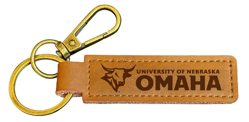 Nebraska at Omaha Leather Keychain 3.25
