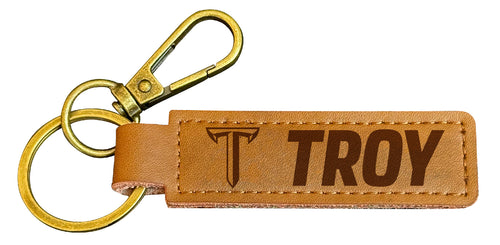 Troy University Leather Keychain 3.25