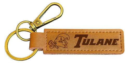 Tulane University Green Wave Leather Keychain 3.25