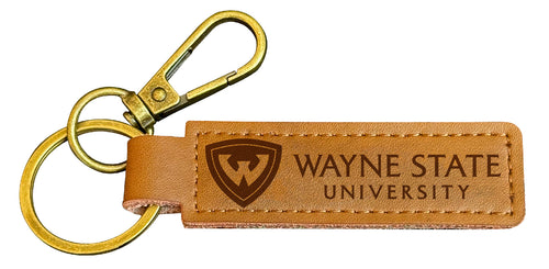 Wayne State Leather Keychain 3.25