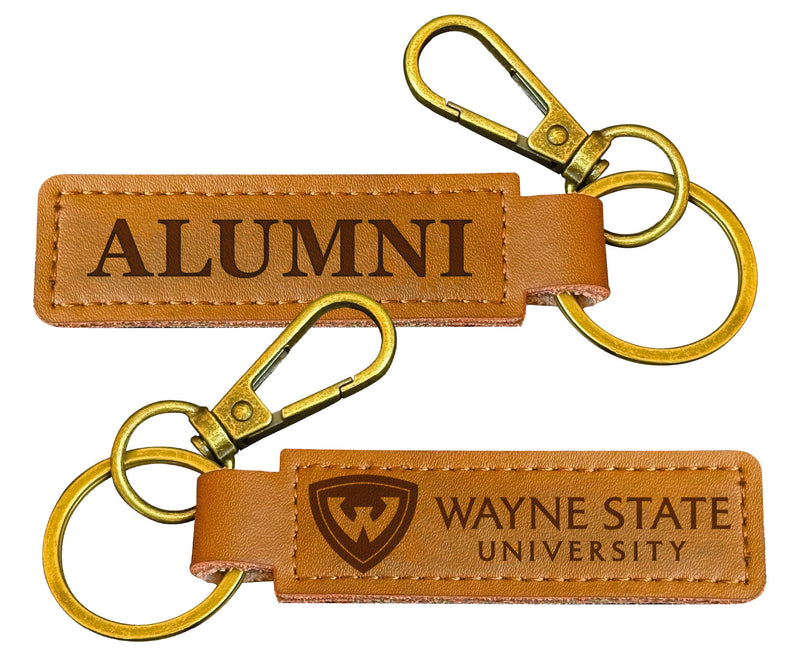 Wayne State Customizable Leather Keychain 3.25" Long Officially Licensed