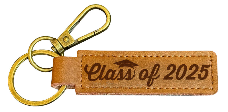 Class of 2025 Graduation Leather Keychain 3.25” Long Single