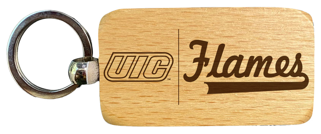 University of Illinois at Chicago 2.5 x 1-Inch Engraved Wooden Keychain Officially Licensed Collegiate Product Single Unit