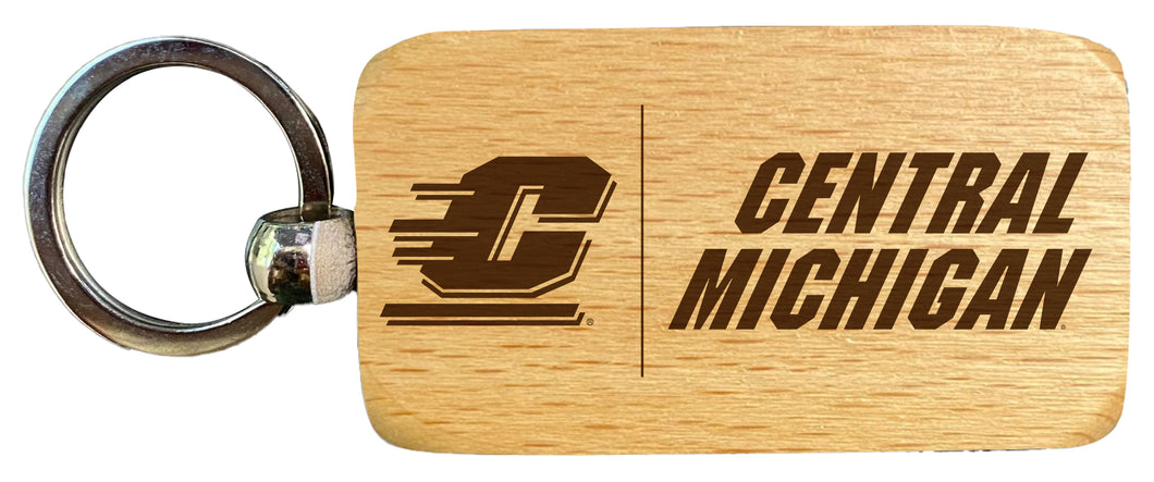 Central Michigan University 2.5 x 1-Inch Engraved Wooden Keychain Officially Licensed Collegiate Product Single Unit