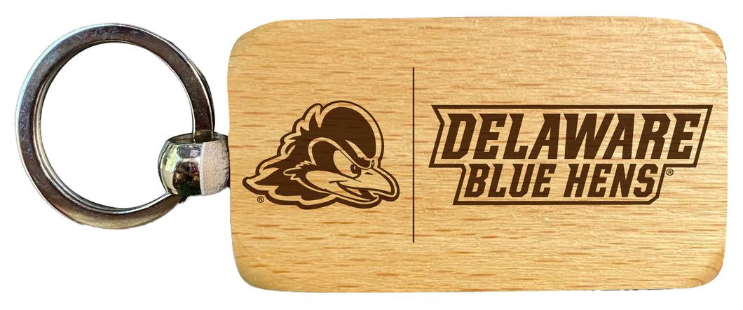 Delaware Blue Hens 2.5 x 1-Inch Engraved Wooden Keychain Officially Licensed Collegiate Product 2-Pack