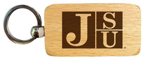 Jackson State University 2.5 x 1-Inch Engraved Wooden Keychain Officially Licensed Collegiate Product Single Unit