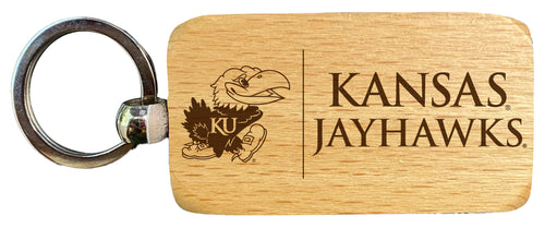 Kansas Jayhawks 2.5 x 1-Inch Engraved Wooden Keychain Officially Licensed Collegiate Product 2-Pack