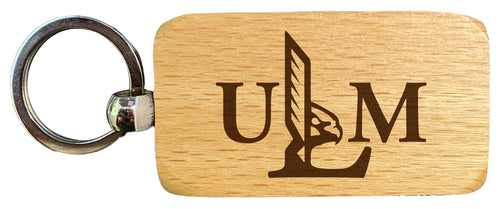 University of Louisiana Monroe 2.5 x 1-Inch Engraved Wooden Keychain Officially Licensed Collegiate Product 2-Pack