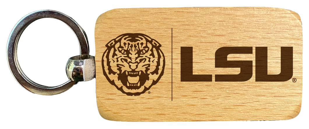 LSU Tigers 2.5 x 1-Inch Engraved Wooden Keychain Officially Licensed Collegiate Product 4-Pack