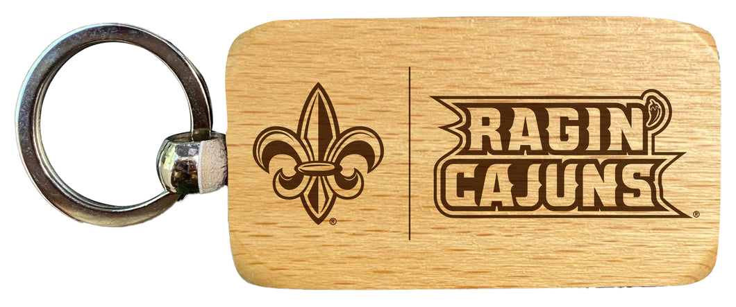 Louisiana at Lafayette Ragin' Cajuns 2.5 x 1-Inch Engraved Wooden Keychain Officially Licensed Collegiate Product Single Unit