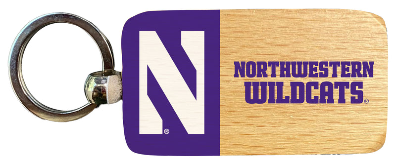 Northwestern University Wildcats 2.5"x 1" Wooden Keychain Officially Licensed Collegiate Product 4-Pack