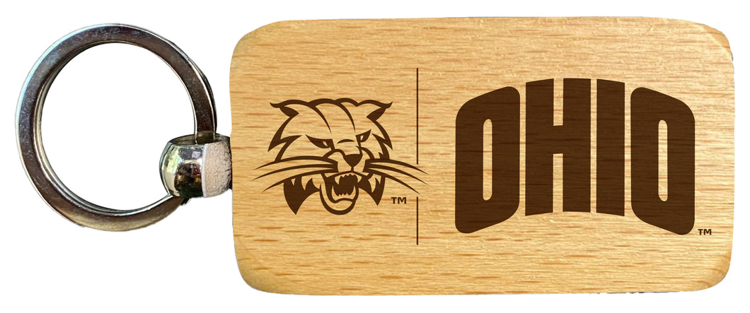 Ohio University 2.5 x 1-Inch Engraved Wooden Keychain Officially Licensed Collegiate Product 4-Pack