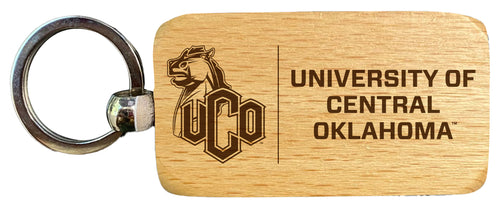 University of Central Oklahoma Bronchos 2.5 x 1-Inch Engraved Wooden Keychain Officially Licensed Collegiate Product 4-Pack