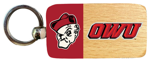 Ohio Wesleyan University 2.5 x 1-Inch Wooden Keychain Officially Licensed Collegiate Product 4-Pack