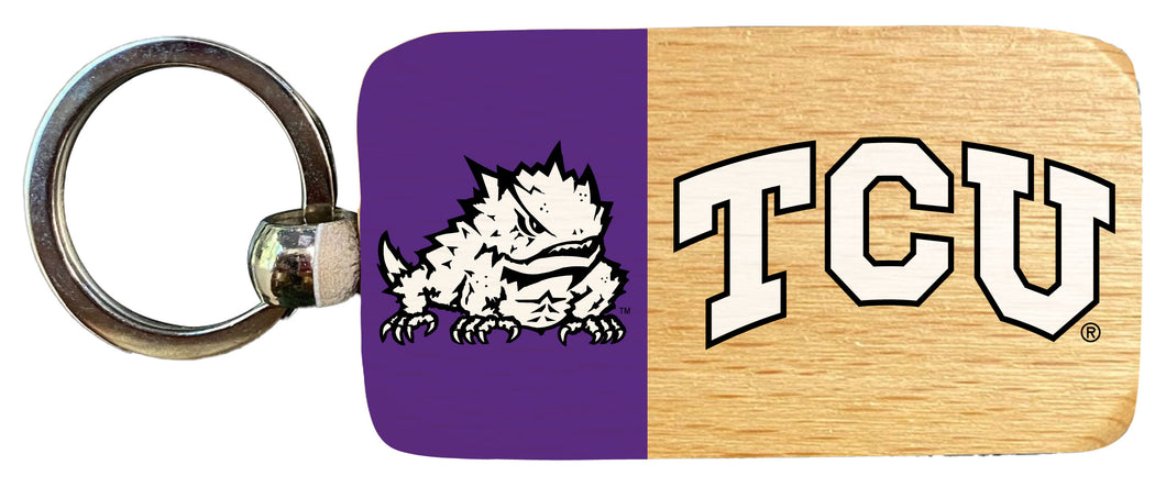 Texas Christian University 2.5 x 1-Inch Wooden Keychain Officially Licensed Collegiate Product