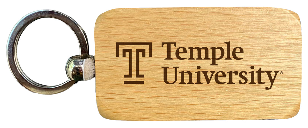 Temple University 2.5 x 1-Inch Engraved Wooden Keychain Officially Licensed Collegiate Product Single Unit
