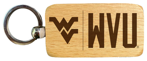 West Virginia Mountaineers 2.5 x 1-Inch Engraved Wooden Keychain Officially Licensed Collegiate Product 4-Pack