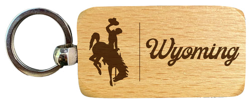 University of Wyoming 2.5 x 1-Inch Engraved Wooden Keychain Officially Licensed Collegiate Product Single Unit
