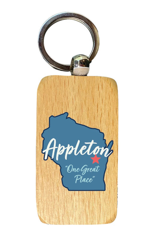 Appleton Wisconsin Souvenir 2.5x1-Inch Souvenir Wooden Keychain 