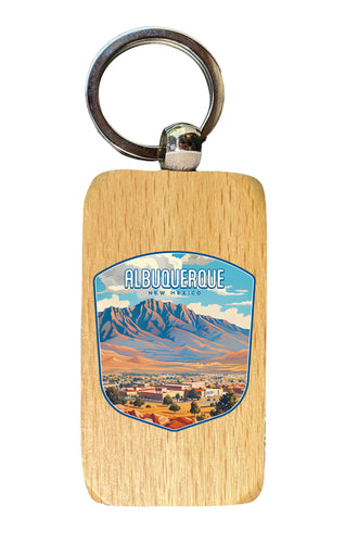 Alburqueque New Mexico Design A Souvenir 2.5x1-Inch Souvenir Wooden Keychain 2-Pack