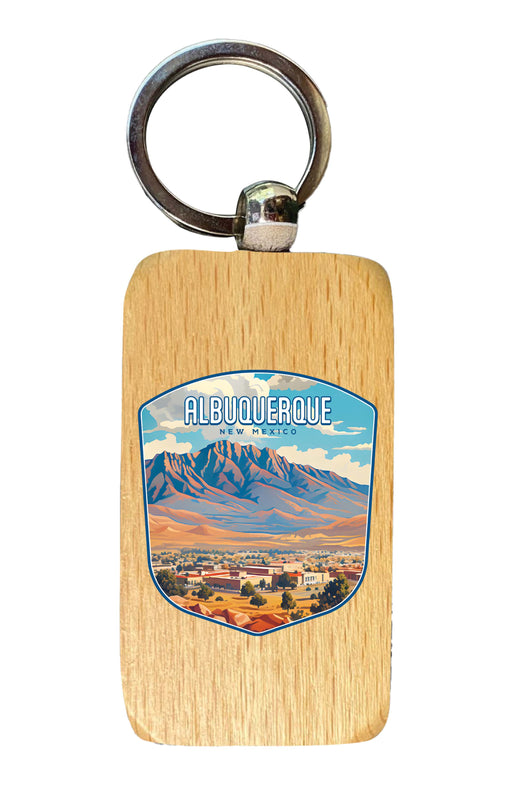 Alburqueque New Mexico Design A Souvenir 2.5x1-Inch Souvenir Wooden Keychain 2-Pack