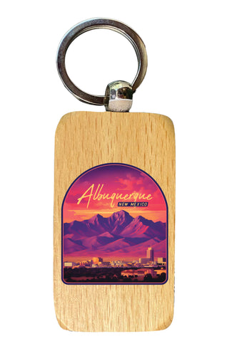 Alburqueque New Mexico Design B Souvenir 2.5x1-Inch Souvenir Wooden Keychain Single