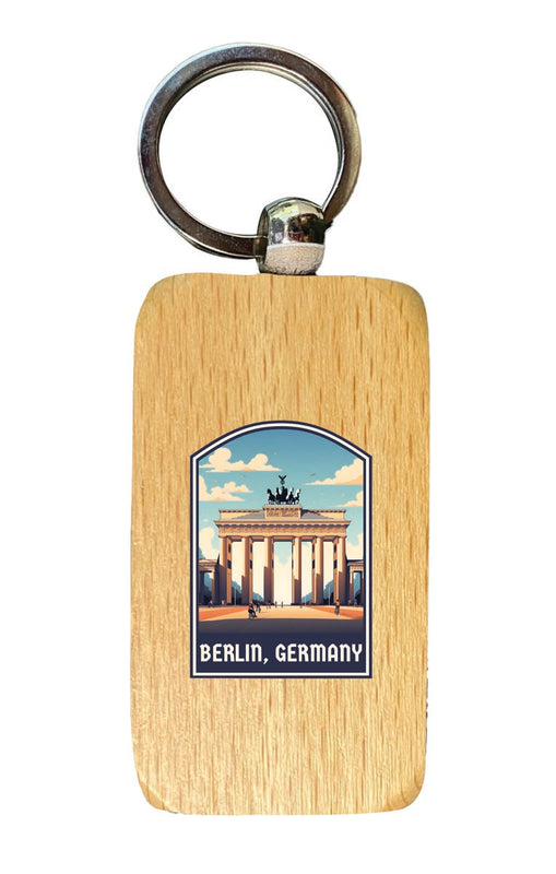 Berlin Germany Souvenir 2.5x1-Inch Souvenir Wooden Keychain 