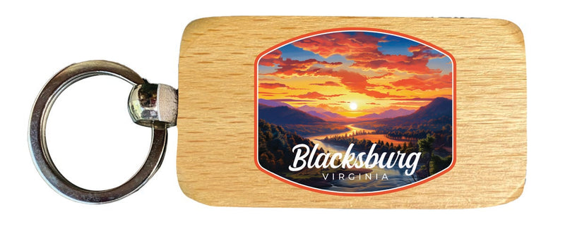 Blacksburg Virginia Souvenir 2.5x1-Inch Souvenir Wooden Keychain 