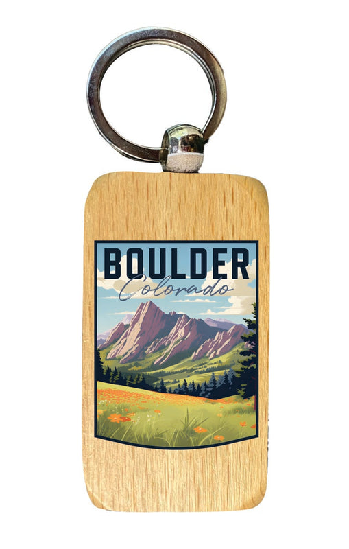 Boulder Colorado Souvenir 2.5x1-Inch Souvenir Wooden Keychain 