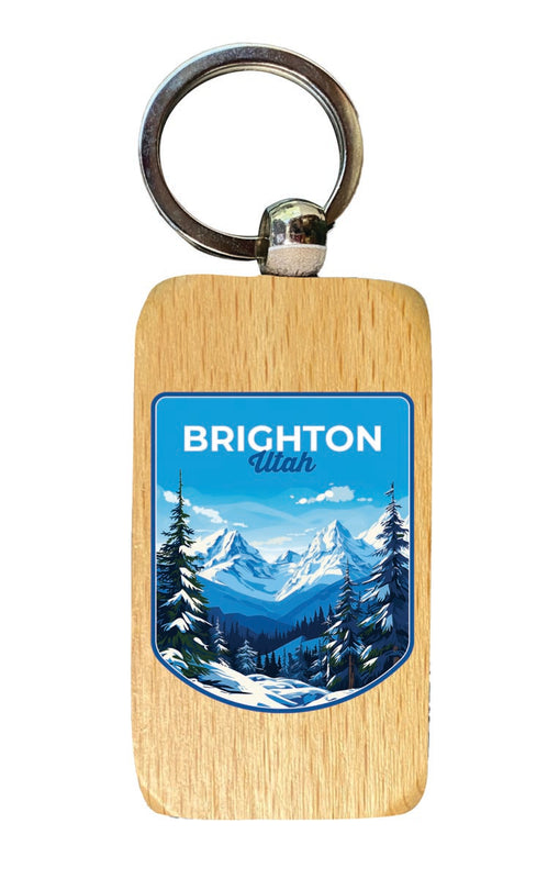 Brighton Utah Souvenir 2.5x1-Inch Souvenir Wooden Keychain 
