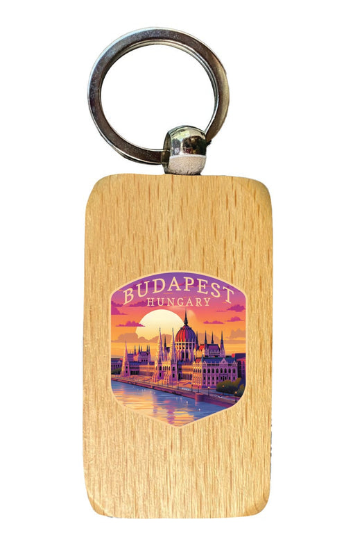 Budapest Hungary Souvenir 2.5x1-Inch Souvenir Wooden Keychain 