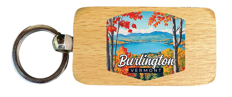 Burlington Vermont Souvenir 2.5x1-Inch Souvenir Wooden Keychain 