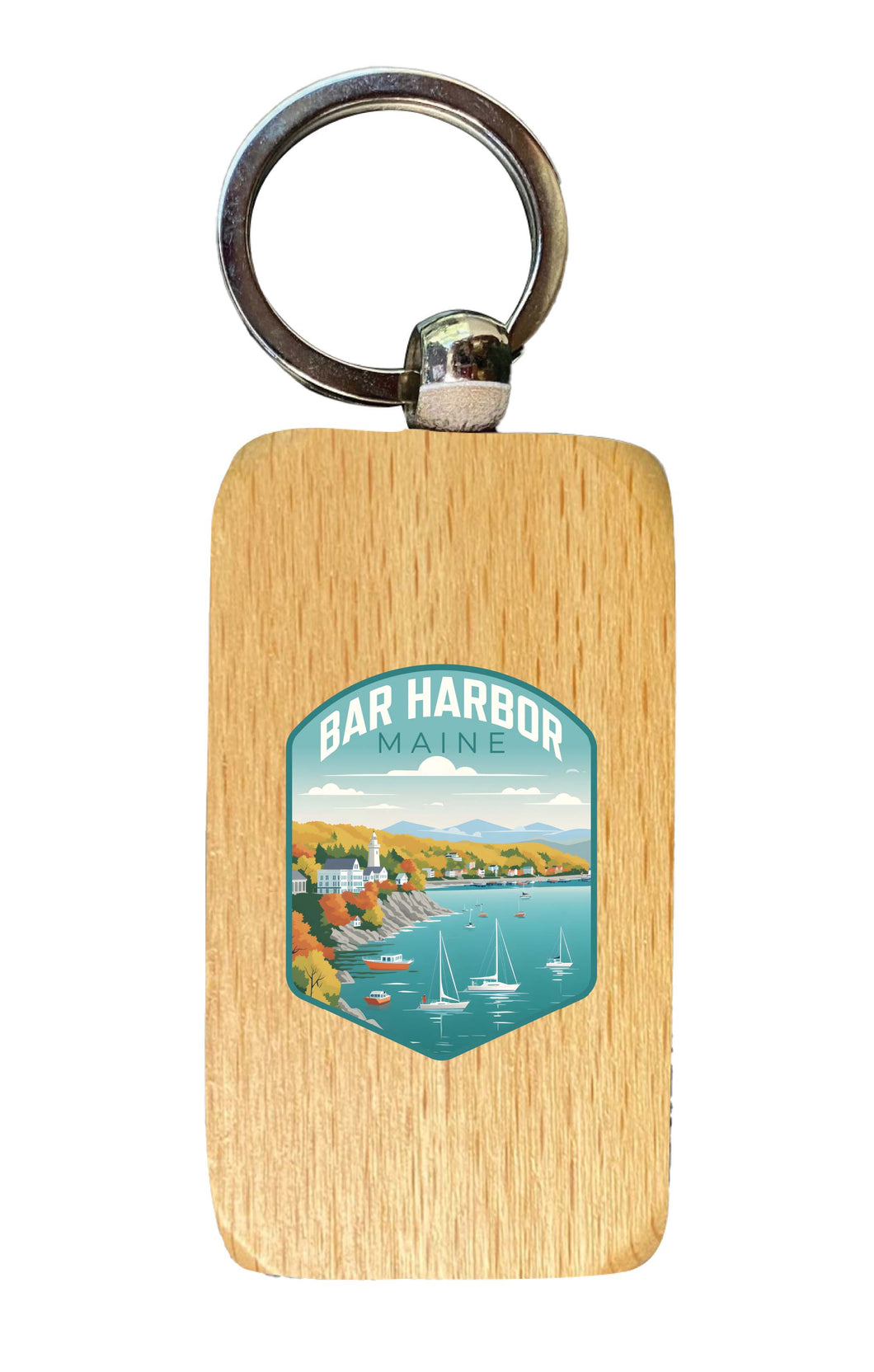 Bar Harbor Maine Design A Souvenir 2.5x1-Inch Souvenir Wooden Keychain 2-Pack