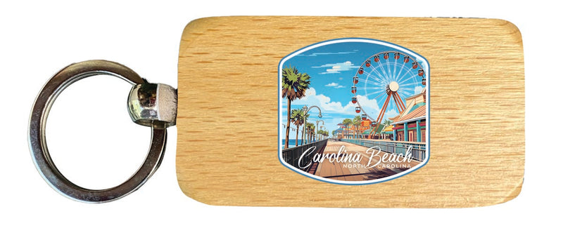 Carolina Beach NC Souvenir 2.5x1-Inch Souvenir Wooden Keychain 