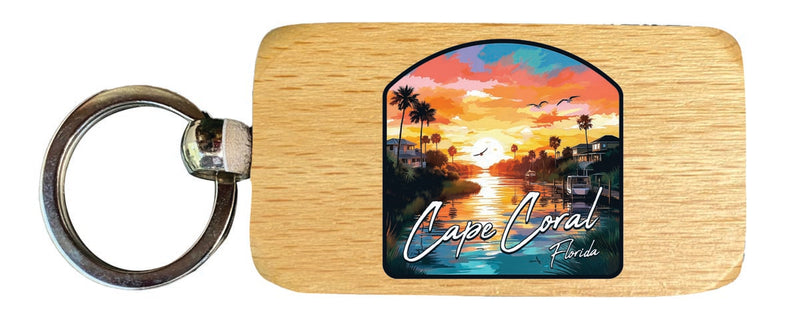 Cape Coral Florida Souvenir 2.5x1-Inch Souvenir Wooden Keychain 