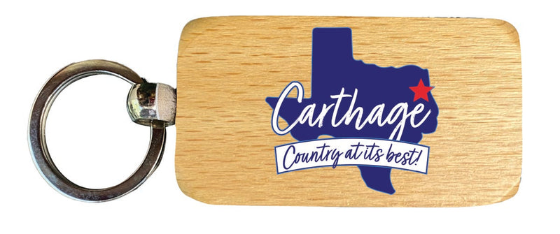 Carthage Texas Souvenir 2.5x1-Inch Souvenir Wooden Keychain 