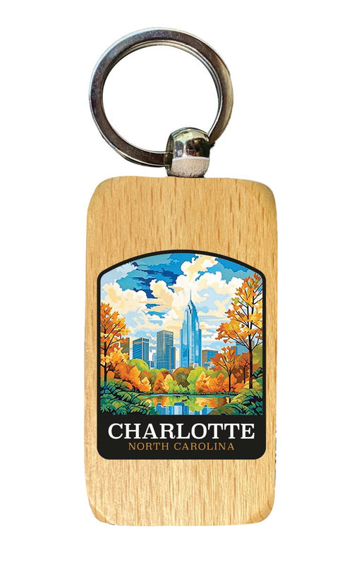 Charlotte North Carolina Souvenir 2.5x1-Inch Souvenir Wooden Keychain 