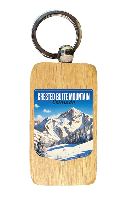 Crested Butte Mountain Colorado Souvenir 2.5x1-Inch Souvenir Wooden Keychain 