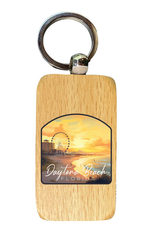Daytona Beach Florida Souvenir 2.5x1-Inch Souvenir Wooden Keychain 