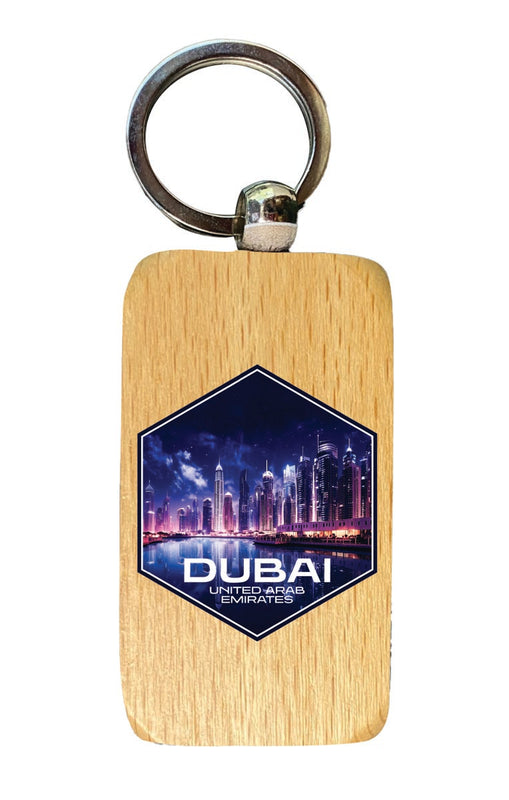 Dubai United Arab Emirates Souvenir 2.5x1-Inch Souvenir Wooden Keychain 