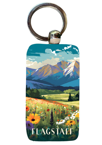 Flagstaff Arizona Design C Souvenir 2.5x1-Inch Souvenir Wooden Keychain Single