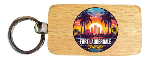 Fort Lauderdale Florida Design B Souvenir 2.5x1-Inch Souvenir Wooden Keychain 4-Pack